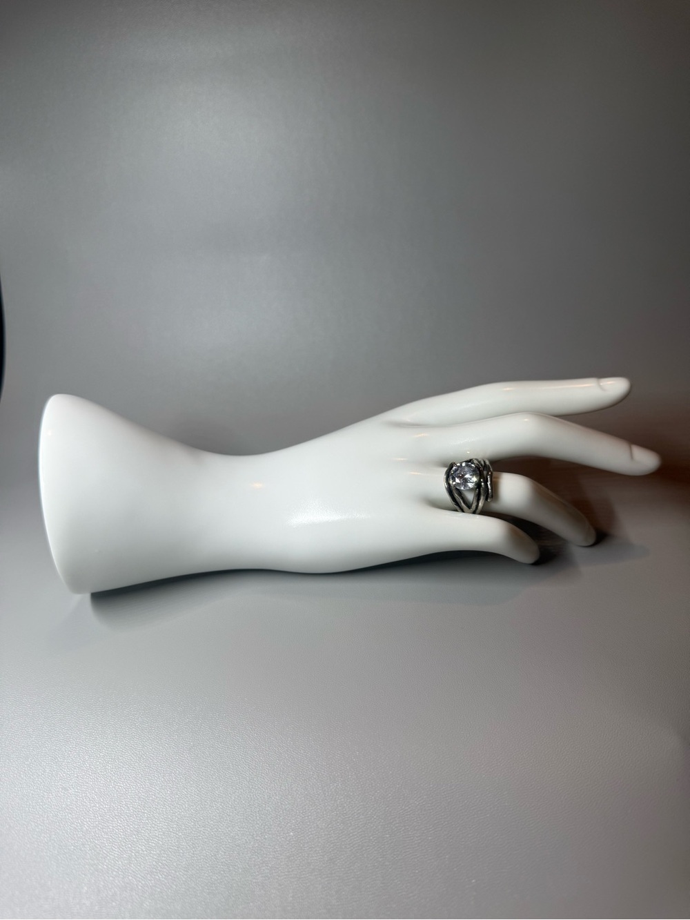 Marshalls Silver-Tone Ring with Clear Crystal